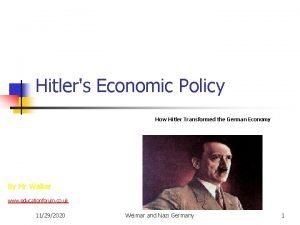 Hitlers economic policy