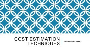 Software cost estimation notes