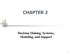 CHAPTER 2 Decision Making Systems Modeling and Support