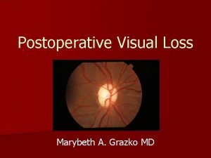 Postoperative Visual Loss Marybeth A Grazko MD Postoperative