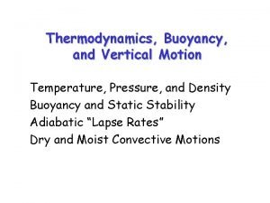 Thermodynamics Buoyancy and Vertical Motion Temperature Pressure and