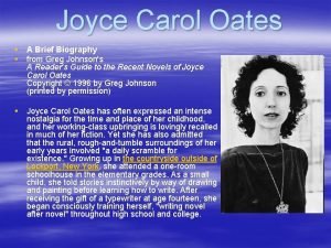 Joyce carol oates biography