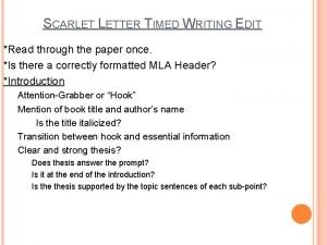 SCARLET LETTER TIMED WRITING EDIT Read through the
