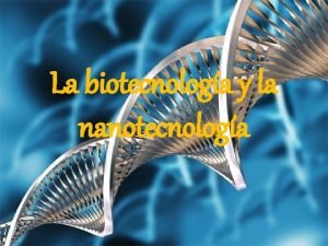 La biotecnologa y la nanotecnologa La biotecnologa no