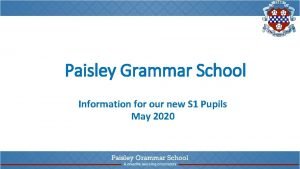 Paisley grammar school uniform