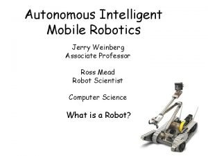 Autonomous Intelligent Mobile Robotics Jerry Weinberg Associate Professor