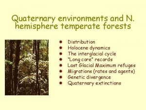 Quaternary environments and N hemisphere temperate forests Distribution