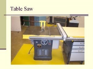 Table Saw General Safety n Wear your safety