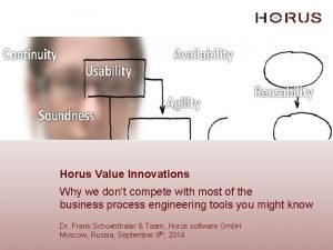 Horus Value Innovations Why we dont compete with