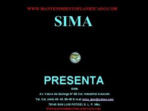 WWW MANTENIMIENTOPLANIFICADO COM SIMA PRESENTA SIMA Av Vasco