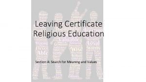 Leaving Certificate Religious Education Section A Search for