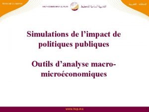 Simulations de limpact de politiques publiques Outils danalyse