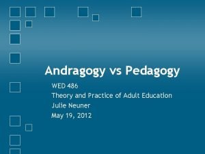 Andragogy vs Pedagogy WED 486 Theory and Practice