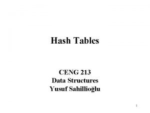 Hash Tables CENG 213 Data Structures Yusuf Sahilliolu Hash Tables CENG 213 Data Structures Yusuf Sahilliolu