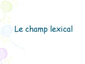 Champ lexical jeu