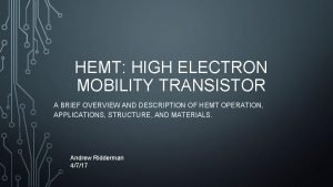 Hemt characteristics