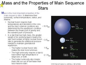 Properties of main sequence stars