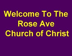 Rose street church of christ