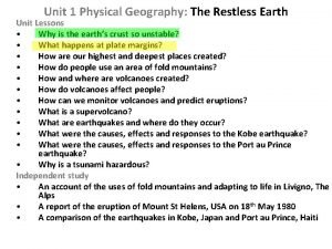 Unit 1 Physical Geography The Restless Earth Unit