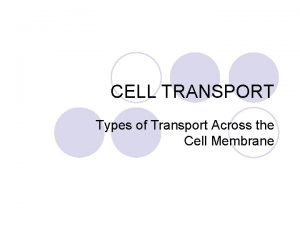 CELL TRANSPORT Types of Transport Across the Cell