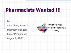 Pharmacists Wanted By Alice Chen Pharm D Pharmacy