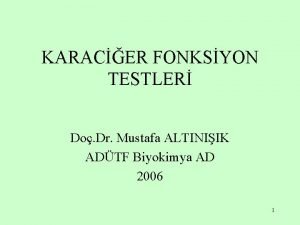 KARACER FONKSYON TESTLER Do Dr Mustafa ALTINIIK ADTF