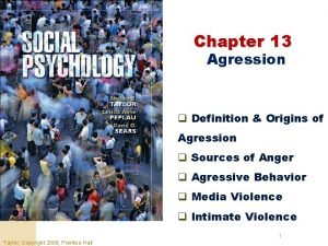 Chapter 13 Agression q Definition Origins of Agression