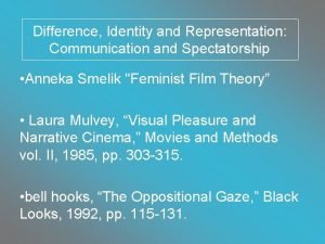 Difference Identity and Representation Communication and Spectatorship Anneka