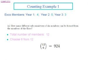 COMP 2711 Page 1 Counting Example 1 Exco