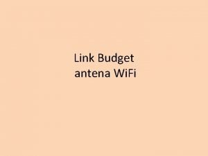 Link budget