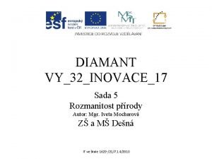 DIAMANT VY32INOVACE17 Sada 5 Rozmanitost prody Autor Mgr