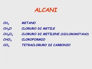 ALCANI CH 4 METANO CH 3 Cl CLORURO