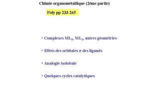 Chimie organomtallique 2me partie Poly pp 233 265