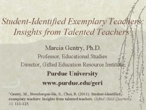 StudentIdentified Exemplary Teachers Insights from Talented Teachers 1