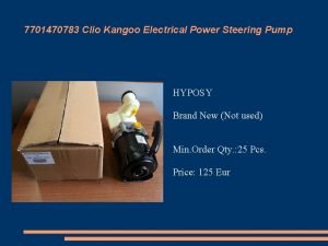 7701470783 Clio Kangoo Electrical Power Steering Pump HYPOSY