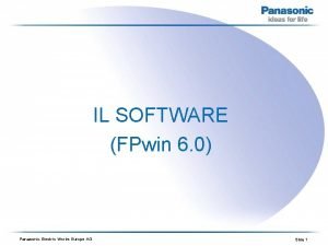IL SOFTWARE FPwin 6 0 Panasonic Electric Works
