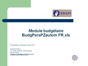 Module budgtaire Budg Pers PZautom FR xls Prsentation