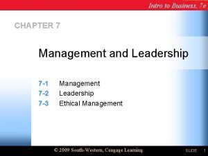 Chapter 7 study guide management and leadership