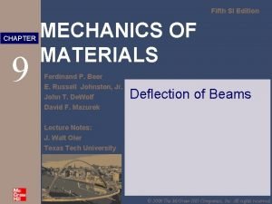 Fifth SI Edition CHAPTER 9 MECHANICS OF MATERIALS