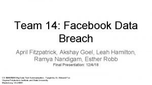 Team 14 Facebook Data Breach April Fitzpatrick Akshay