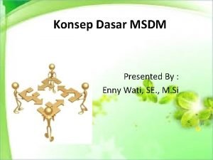 Konsep Dasar MSDM Presented By Enny Wati SE