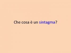 Che significa sintagmi