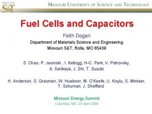 Fuel Cells and Capacitors Fatih Dogan Department of