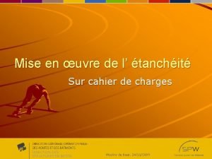 Mise en uvre de l tanchit Sur cahier