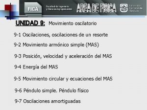 UNIDAD 9 Movimiento oscilatorio 9 1 Oscilaciones oscilaciones