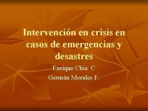 Intervencin en crisis en casos de emergencias y