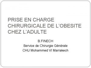 PRISE EN CHARGE CHIRURGICALE DE LOBESITE CHEZ LADULTE