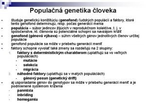 Populan genetika loveka tuduje genetick kontitciu genofond udskch