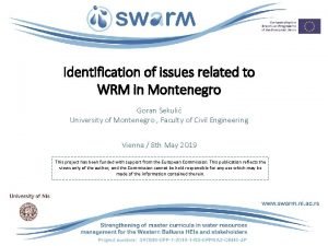 Identification of issues related to WRM in Montenegro