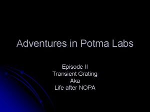 Adventures in Potma Labs Episode II Transient Grating